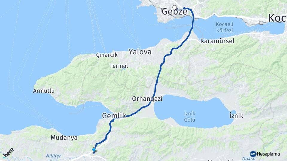 Ovaakça Gebze Arası Kaç Km - Yol Tarifi