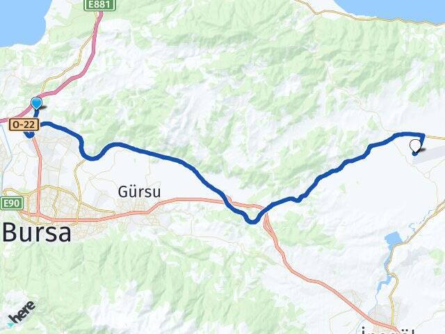 Ovaakça Yenişehir Havalimanı Arası Kaç Km - Yol Tarifi