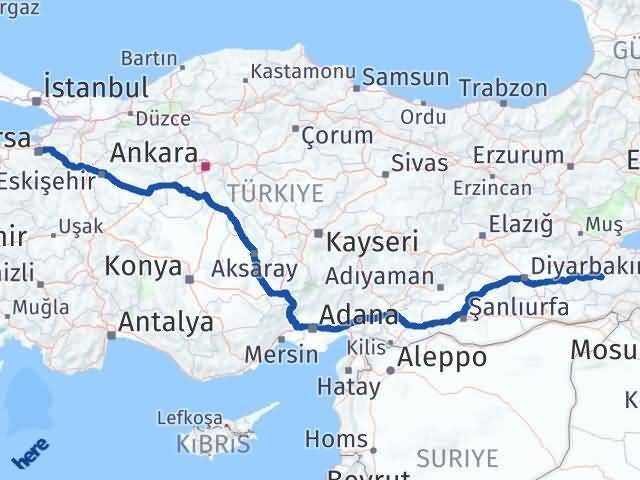 Bursa Osmangazi Siirt Arası Kaç Km - Yol Haritası