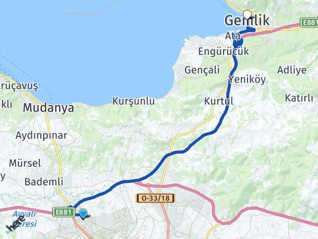 Yenibağlar Gemlik Arası Kaç Km - Yol Tarifi