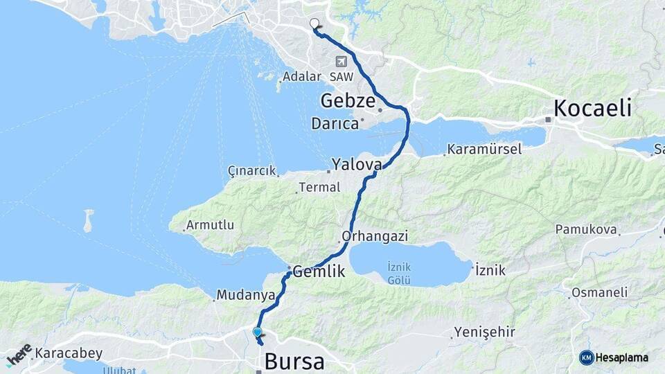 Bursa Otogarı Sancaktepe Arası Kaç Km - Yol Tarifi