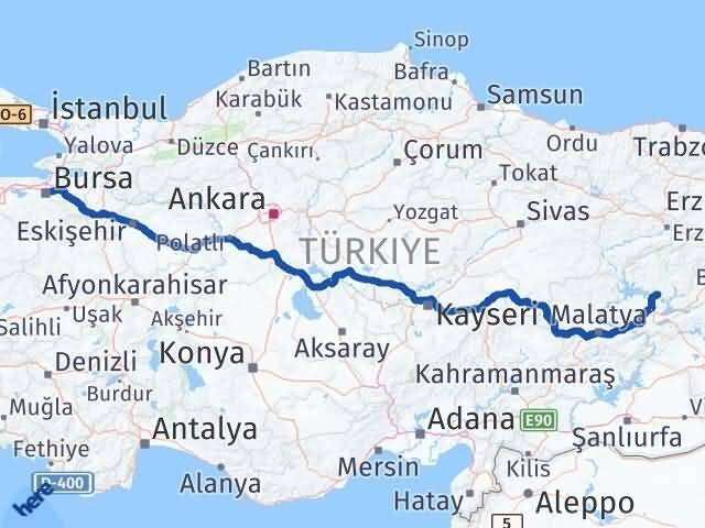 Bursa Pertek Tunceli Arası Kaç Km - Yol Haritası