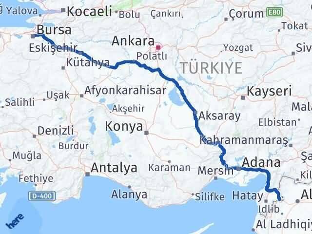 Bursa Reyhanlı Hatay Arası Kaç Km - Yol Haritası