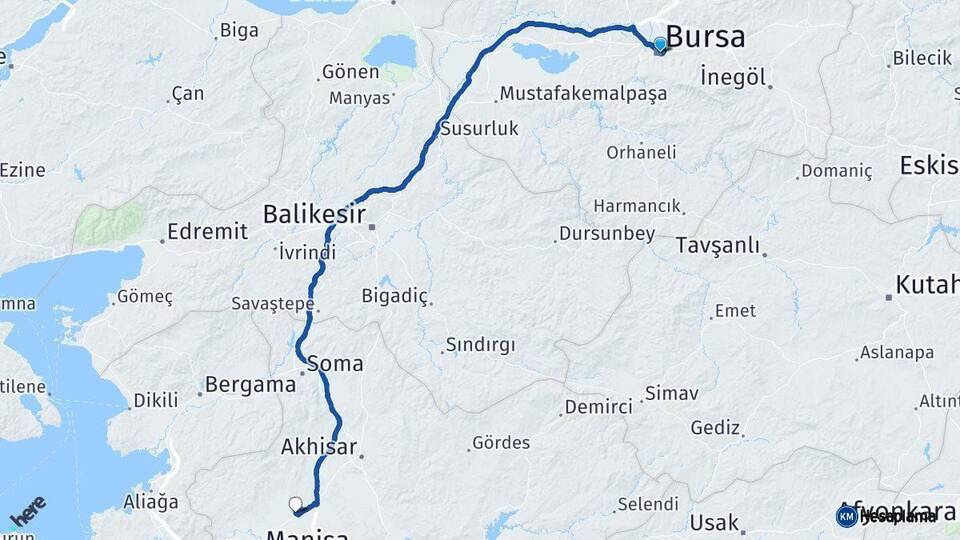 Bursa Saruhanlı Manisa Arası Kaç Km - Yol Haritası