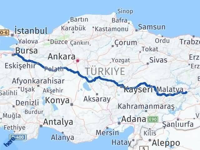 Bursa Sivrice Elazığ Arası Kaç Km - Yol Haritası