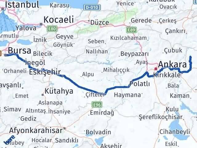 Bursa Sulakyurt Kırıkkale Arası Kaç Km - Yol Haritası