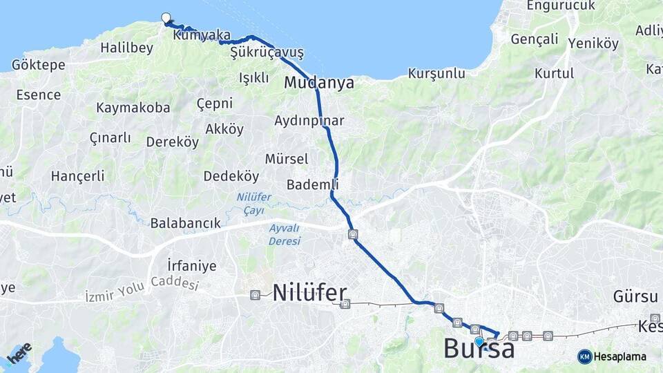 Bursa Tirilye Mudanya Arası Kaç Km - Yol Haritası
