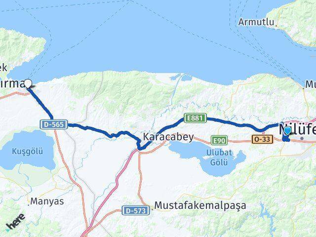 Bursa Uludağ Üniversitesi Bandırma Arası Kaç Km - Yol Tarifi