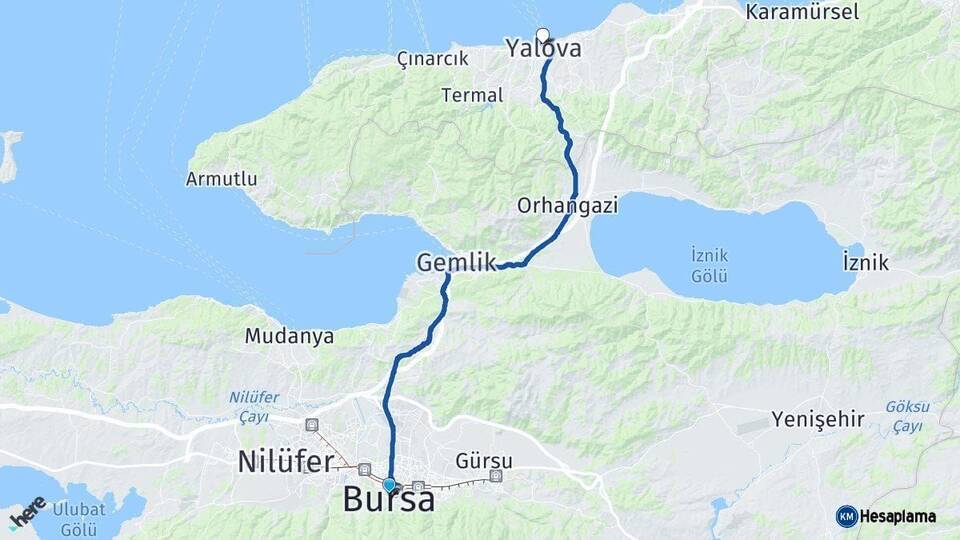 Bursa Yalova Arası Kaç Km - Yol Haritası