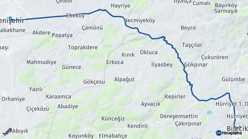 Yenişehir Bilecik Arası Kaç Km - Yol Tarifi