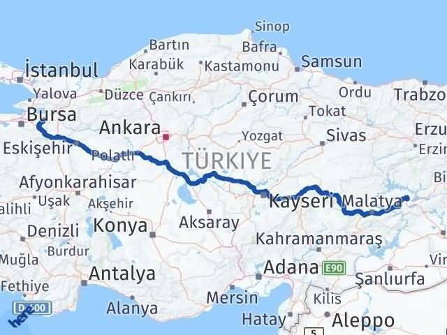 Bursa Yenişehir Elazığ Arası Kaç Km - Yol Haritası