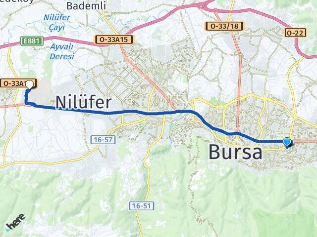 152Evler Bursa Uludağ Üniversitesi Arası Kaç Km - Yol Tarifi