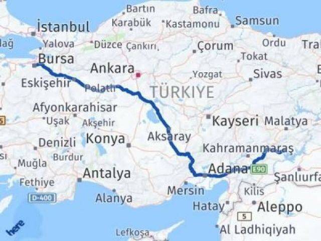 Bursa Yıldırım Adıyaman Arası Kaç Km - Yol Haritası