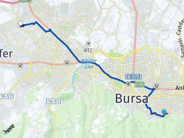 Akçağlayan Nilüfer Arası Kaç Km - Yol Tarifi