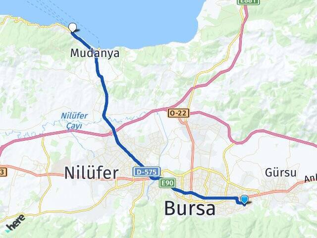 Bağlaraltı Budo Bursa Deniz Otobüsleri Arası Kaç Km - Yol Tarifi