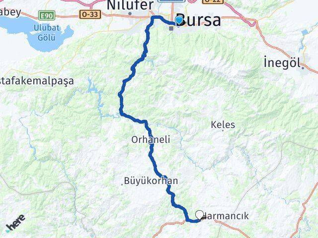 Davutdede Harmancık Arası Kaç Km - Yol Tarifi