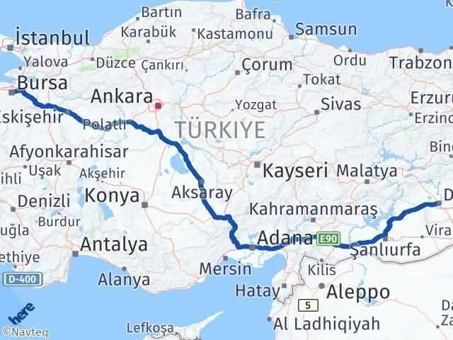 Bursa Yıldırım Diyarbakır Arası Kaç Km - Yol Haritası