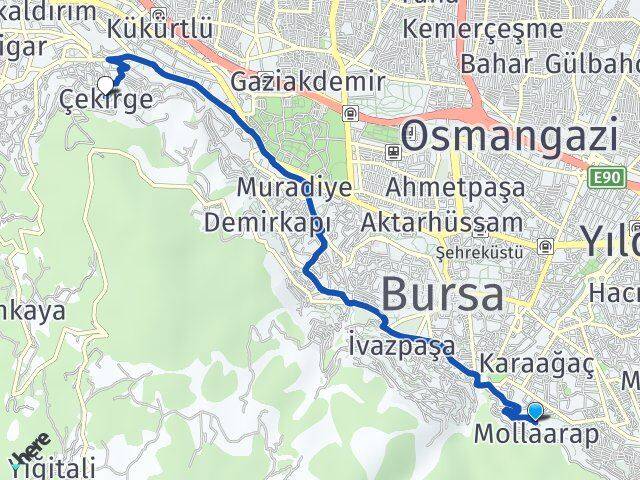 Mollaarap Çekirge Arası Kaç Km - Yol Tarifi