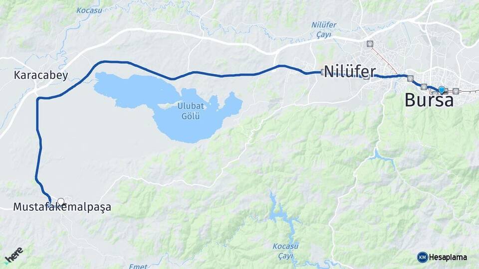 Bursa Yıldırım Mustafakemalpaşa Arası Kaç Km - Yol Haritası