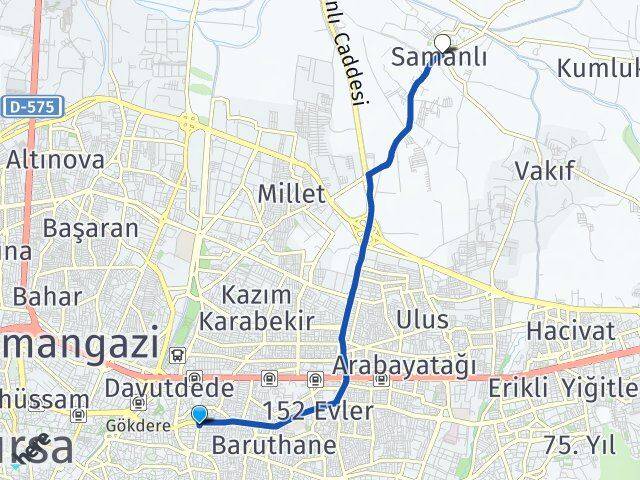 Sinandede Samanlı Arası Kaç Km - Yol Tarifi