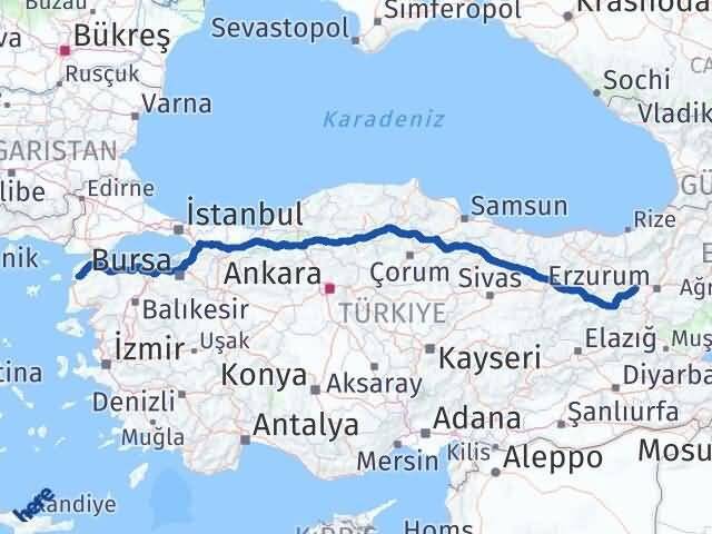 Çanakkale Aşkale Erzurum Arası Kaç Km - Yol Haritası