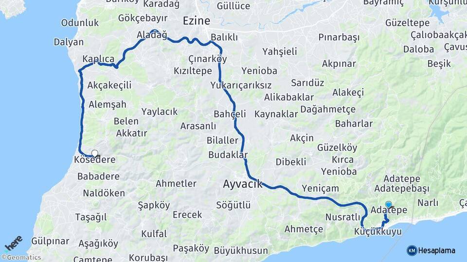 Adatepe Kösedere Arası Kaç Km - Yol Tarifi
