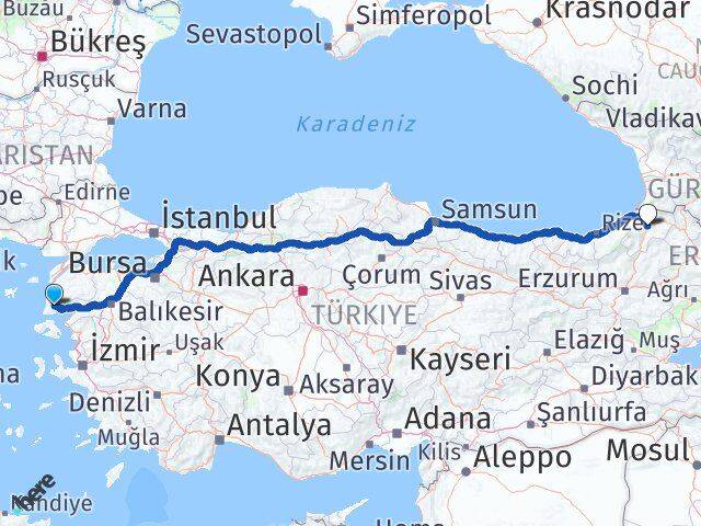 Çanakkale Ayvacık Artvin Arası Kaç Km - Yol Haritası