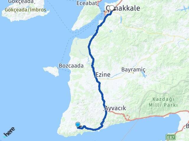 Balabanlı Çanakkale Otogarı Arası Kaç Km - Yol Tarifi