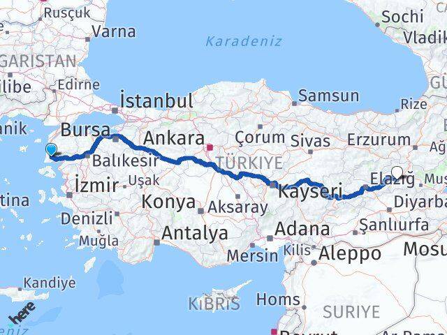 Çanakkale Ayvacık Bingöl Arası Kaç Km - Yol Haritası