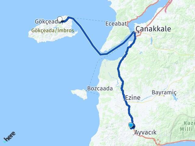 Budaklar Gökçeada Havaalanı Arası Kaç Km - Yol Tarifi