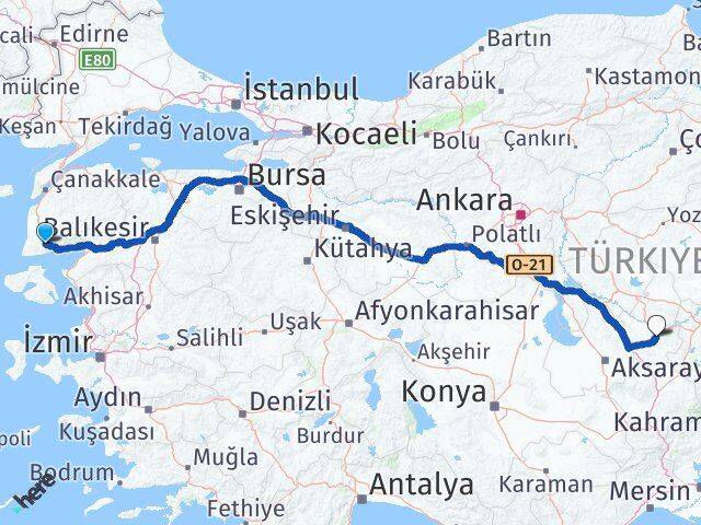 Çanakkale Ayvacık Nevşehir Arası Kaç Km - Yol Haritası