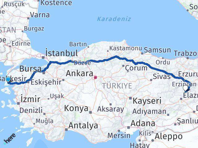 Çanakkale Ayvacık Tunceli Arası Kaç Km - Yol Haritası