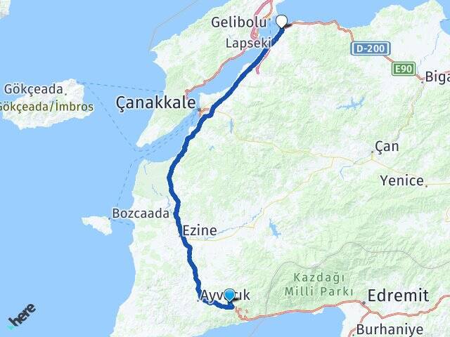 Yeniçam Çardak Feribot Terminali Arası Kaç Km - Yol Tarifi