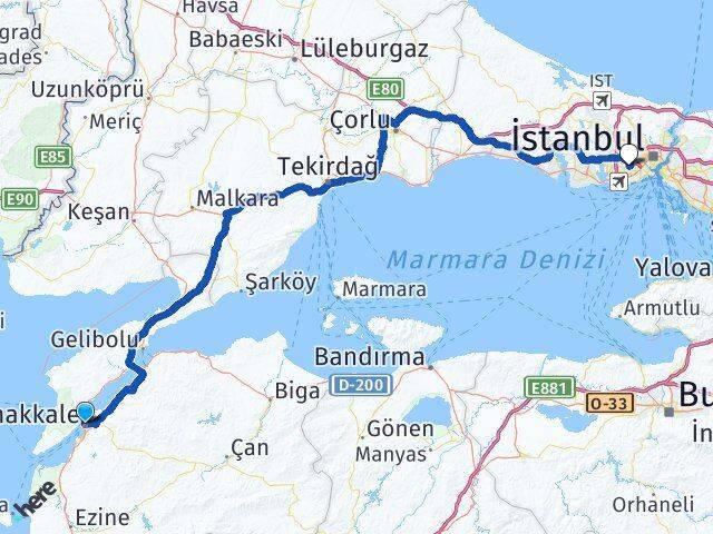 Çanakkale Bağcılar Arası Kaç Km - Yol Tarifi