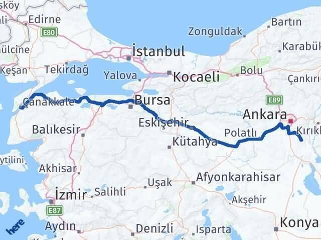Çanakkale Bala Ankara Arası Kaç Km - Yol Haritası