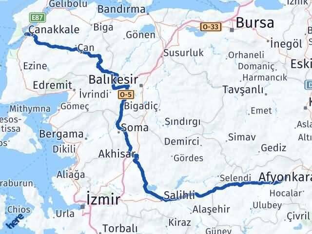 Çanakkale Banaz Uşak Arası Kaç Km - Yol Haritası