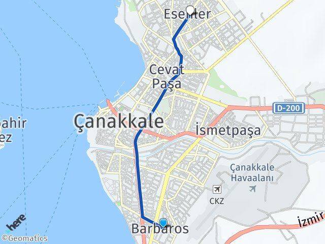Barbaros Esenler Arası Kaç Km - Yol Tarifi