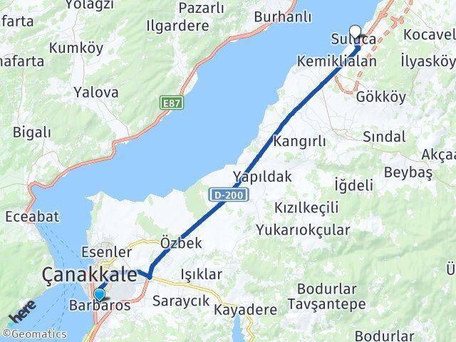 Barbaros Lapseki Arası Kaç Km - Yol Tarifi