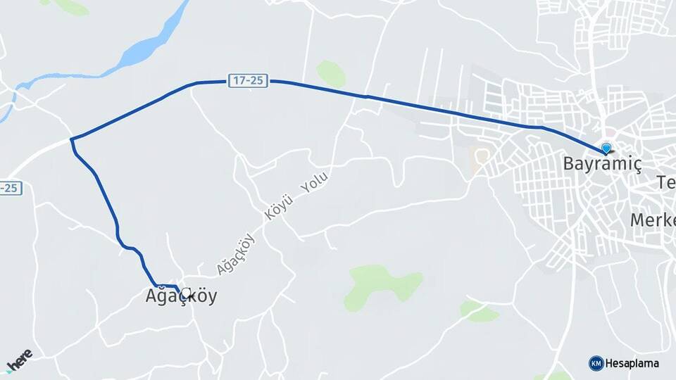 Çanakkale Bayramiç Ağaçköy Bayramiç Arası Kaç Km - Yol Haritası