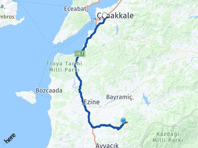 Alakeçi Çanakkale Otogarı Arası Kaç Km - Yol Tarifi