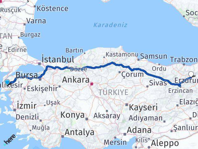 Çanakkale Bayramiç Bayburt Arası Kaç Km - Yol Haritası