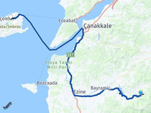 Dağoba Gökçeada Havaalanı Arası Kaç Km - Yol Tarifi