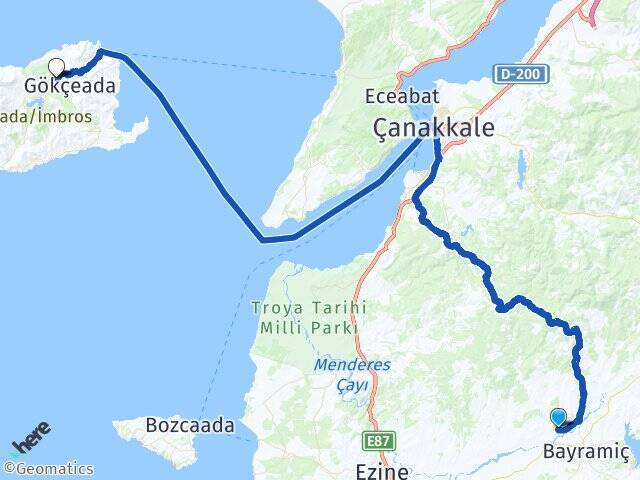 Doğancı Gökçeada Havaalanı Arası Kaç Km - Yol Tarifi