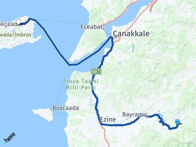 Evciler Gökçeada Havaalanı Arası Kaç Km - Yol Tarifi