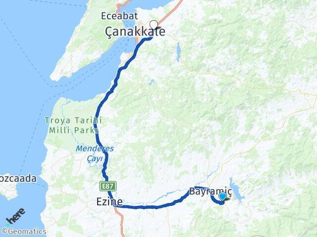Güzeltepe Çanakkale Otogarı Arası Kaç Km - Yol Tarifi