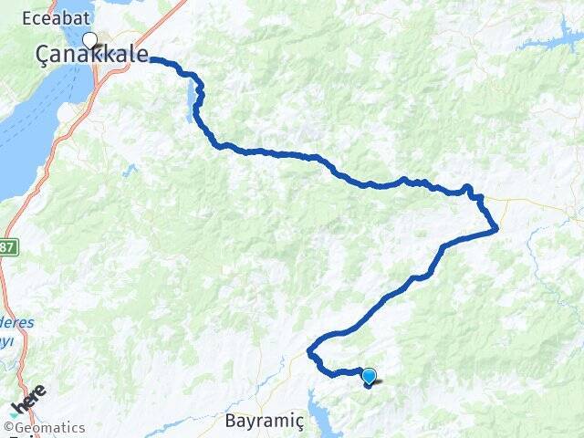 Kaykılar Çanakkale Feribot İskelesi Arası Kaç Km - Yol Tarifi