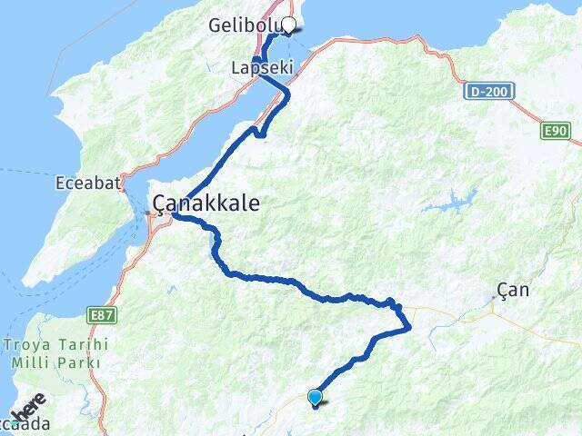 Köylü Gelibolu Feribot Terminali Arası Kaç Km - Yol Tarifi
