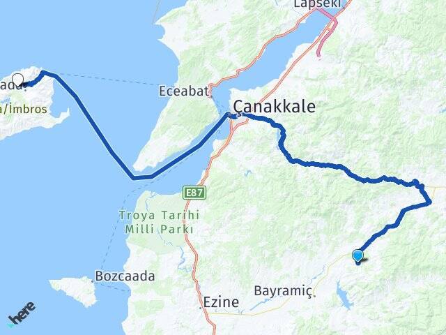 Köylü Gökçeada Havaalanı Arası Kaç Km - Yol Tarifi