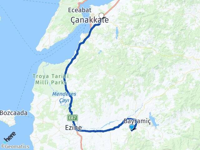 Kutluoba Çanakkale Otogarı Arası Kaç Km - Yol Tarifi