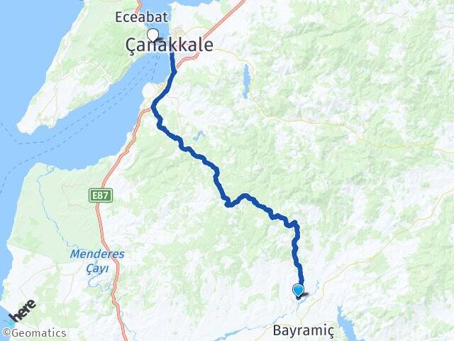 Menderes Kilitbahir Feribot Terminali Arası Kaç Km - Yol Tarifi